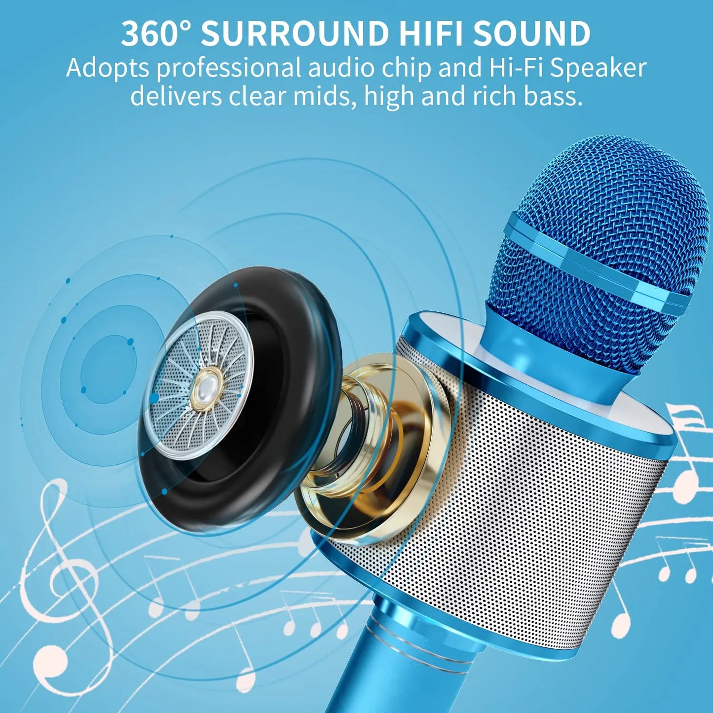 Kids Microphone for Singing, Wireless Bluetooth