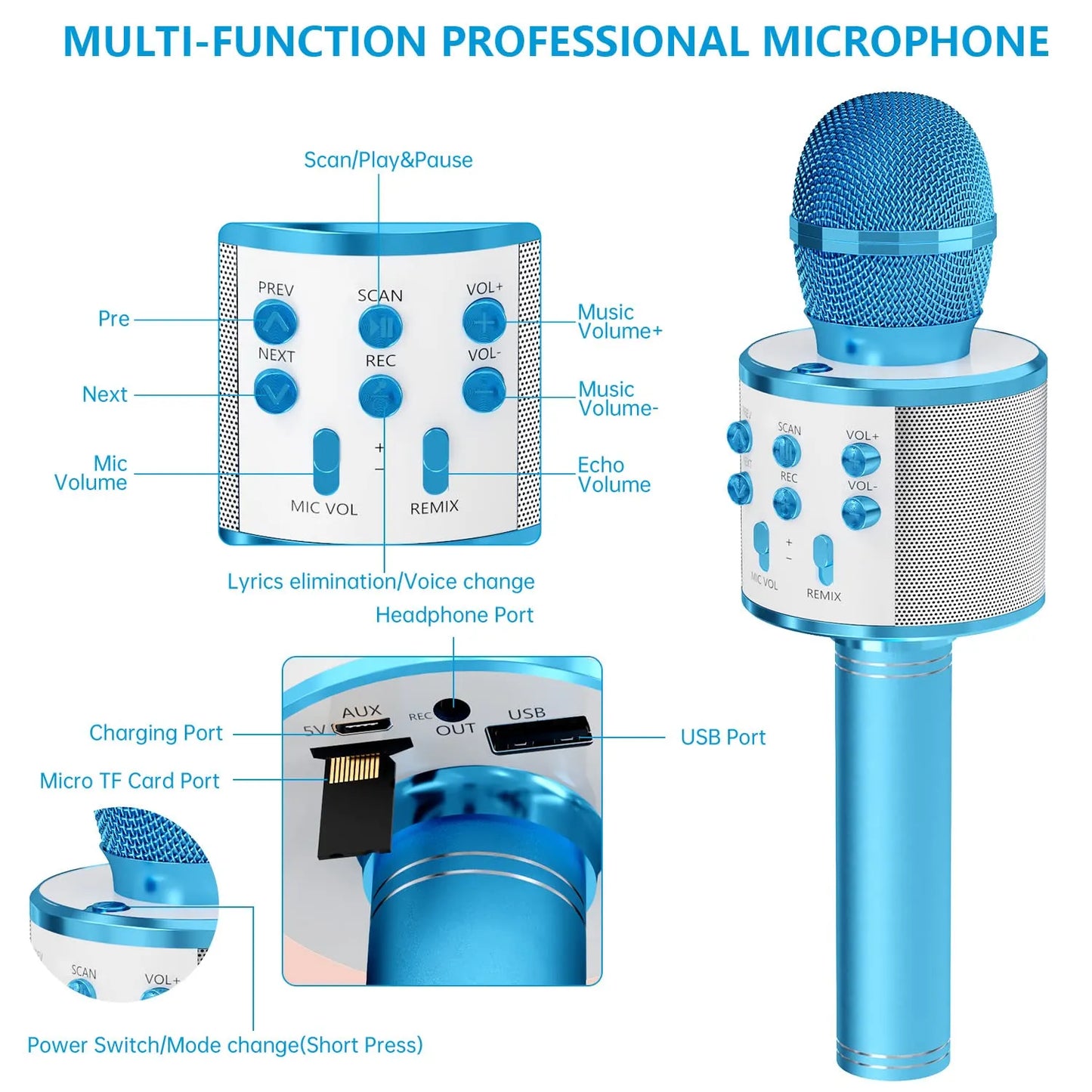 Kids Microphone for Singing, Wireless Bluetooth